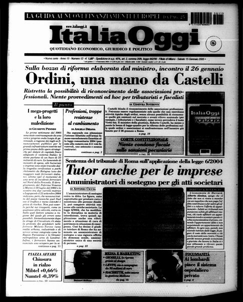 Italia oggi : quotidiano di economia finanza e politica